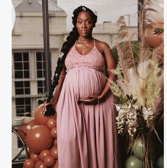 Elegant Pink Lace Maxi Dress NWT Size XL - Picture 3 of 7